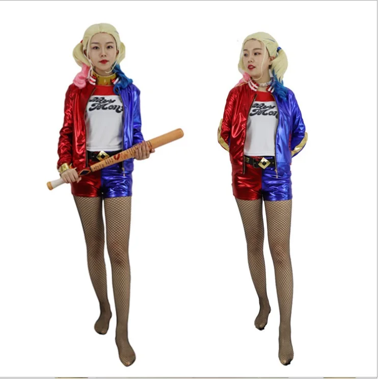 halloween party Harley Quinn joker Suicide Squad children cosplay clothes clothing costume jacket coat for kids and adult