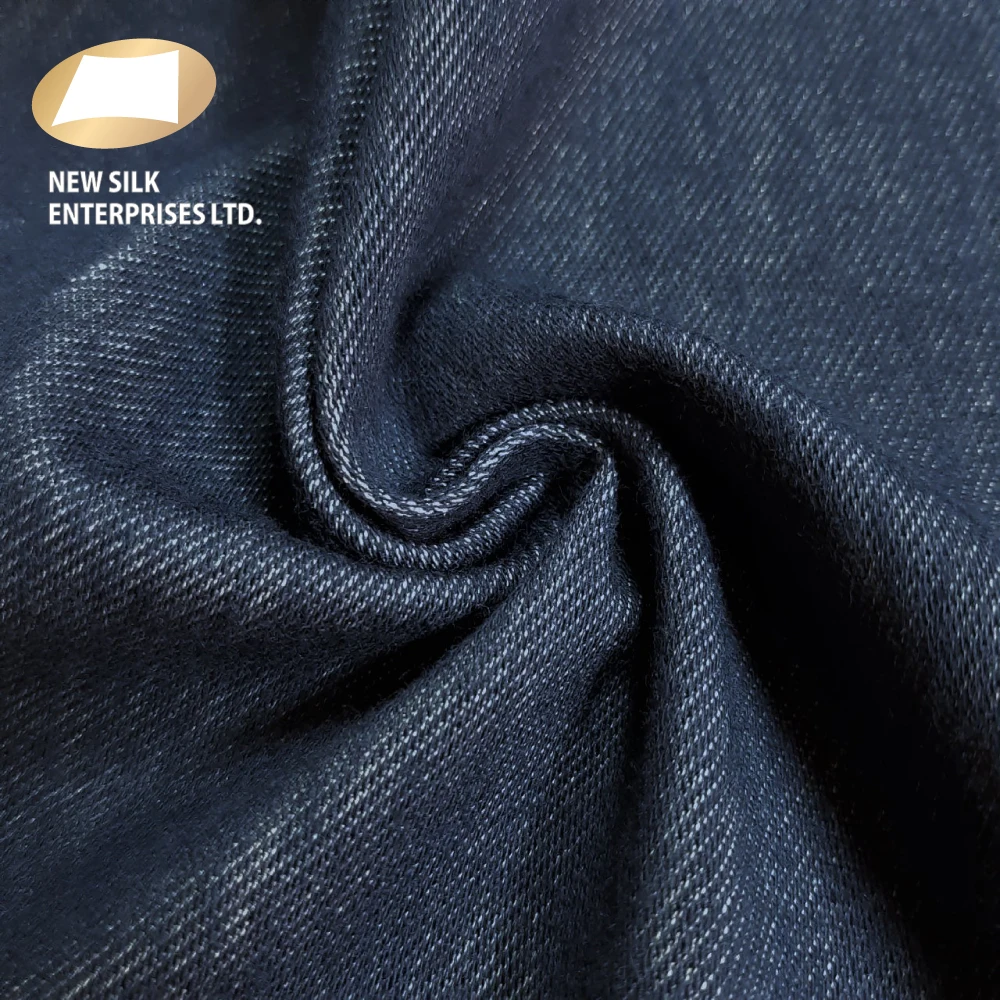 Anti bacterial cotton green defence polyester twill faux denim fabric for jeans