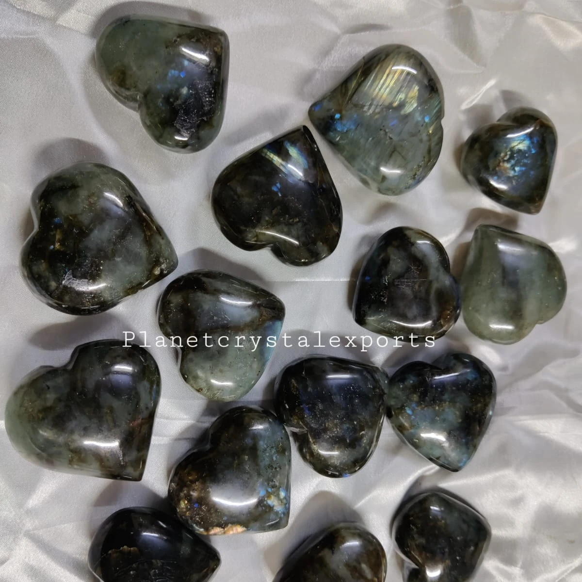 Beautiful Natural Labradorite Puffy Heart Healing Pattern Agate Crystal Gemstone Hearts Wholesale from Planet Crystal Exports