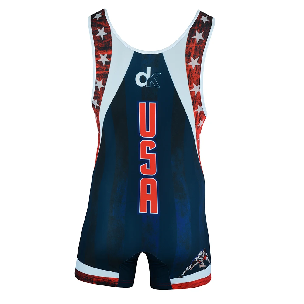 Wrestling Singlet 83 ADULT Wrestling Uniform Singlet, 100% Double Knit Polyester / Spandex USA Star Design