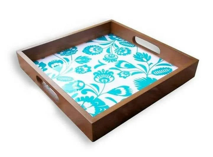 Wholesale Diy Epoxy Resin River & Pine Wood Serving Tray With Metal Handle Hotels & Restaurant by Quality Handicrafts