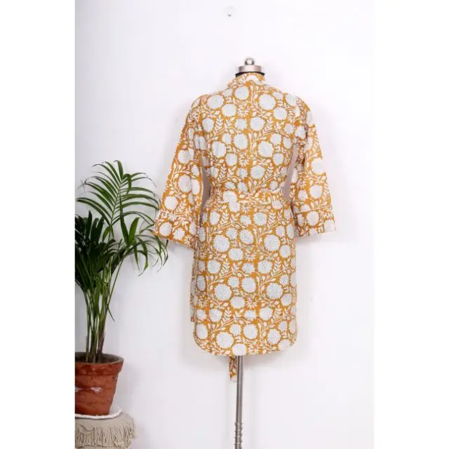Wedding and Party Wear Floral Shirt Dress Women Ethnic Luxury Shirt Indian Cotton Long Shirt Dress Women Wrap Sleeve