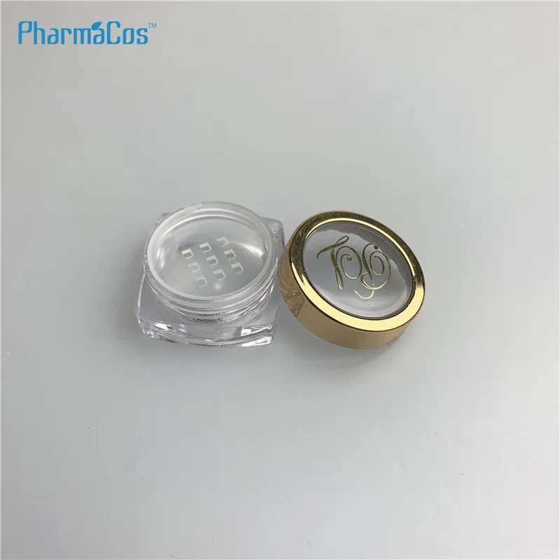 3g 5g 10g square gold window lid  jars  makeup glitter jar plastic gloss containers jar portable  empty container for nails