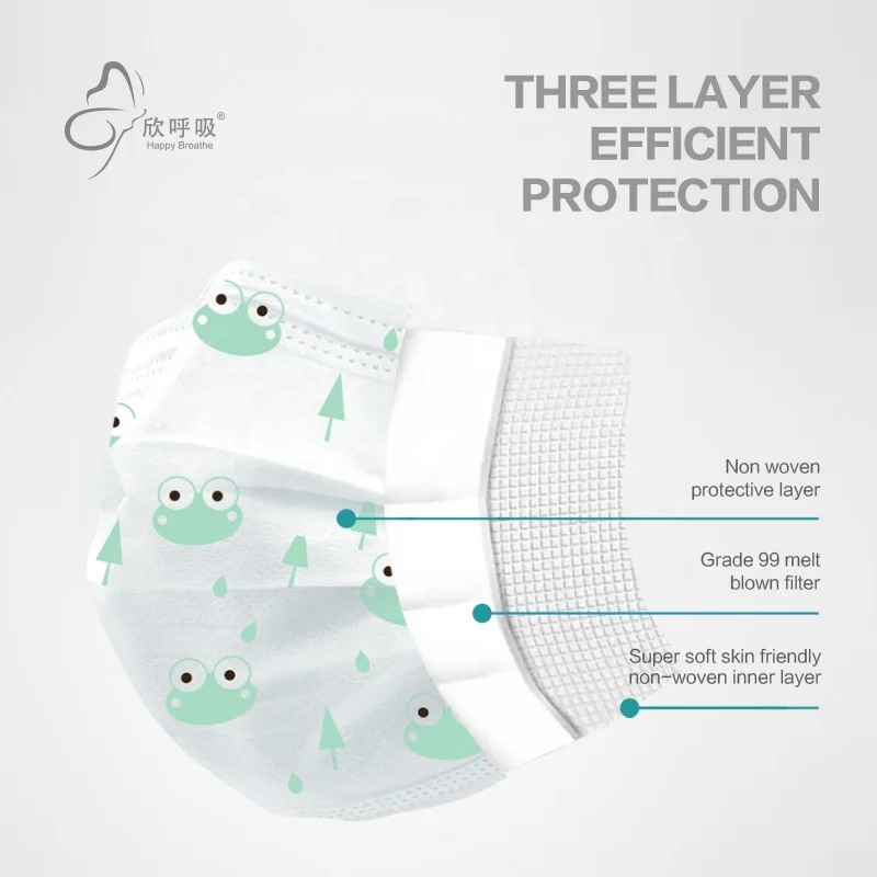 
hot sale breathable individual packaging customize printed kid face mask disposable 