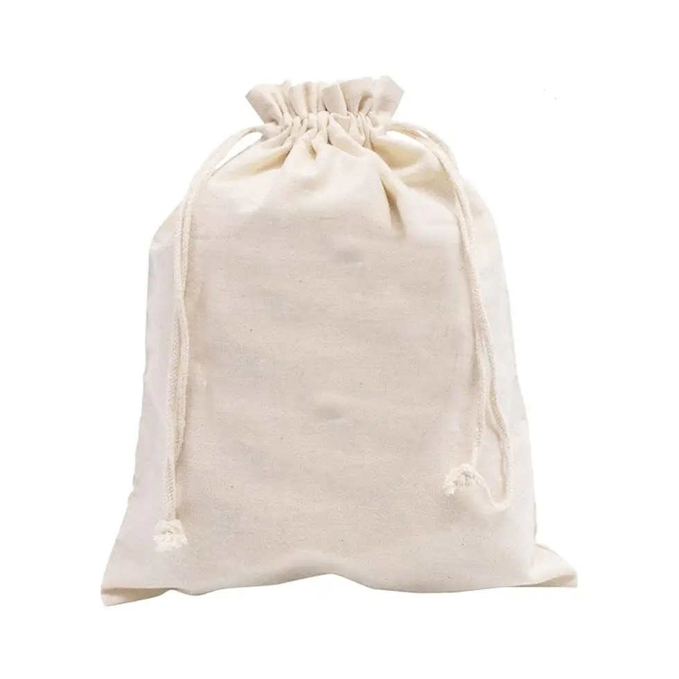 China supplier bag cotton raw wholesale cute Logo Printing mesh cotton bag cotton drawstring packaging bag