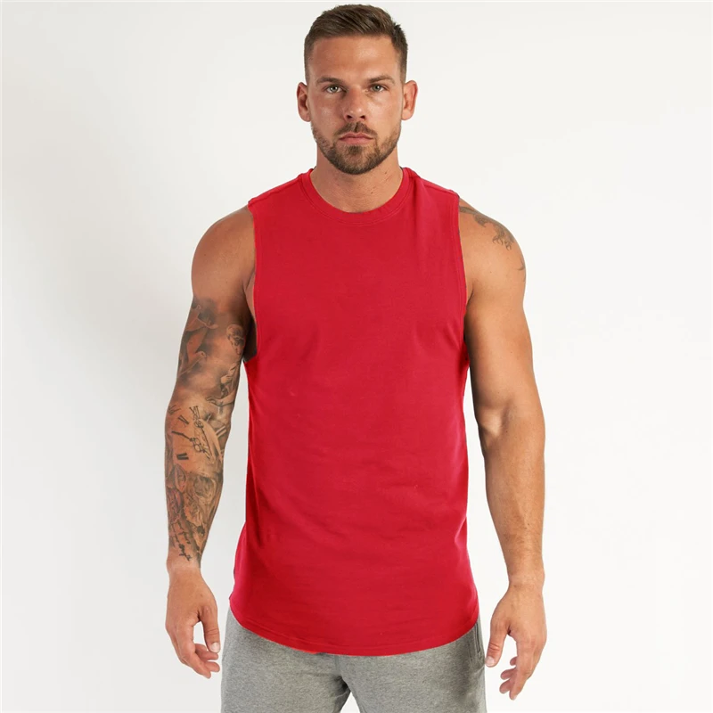 Wholesale Plain Gym Tank Top For Mens Bodybuilding Singlets Sports Stringer Sleeveless Shirt Blank Fitness Clothing Muscle Vest