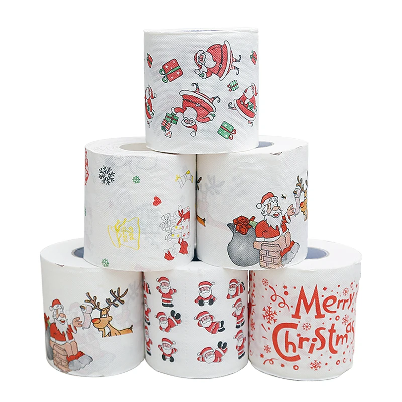 2021 свежеприбывшие розетки из туалетная бумага Санта-Клаус оленей характеристики ковриков с печатью под заказ, качество 2 слоя Рождественская туалетная бумага для подарок на Новый год
