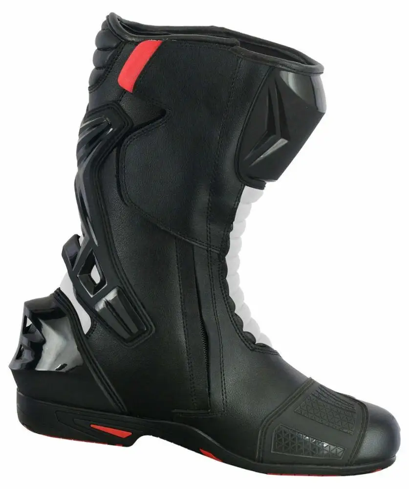 Custom Wholesale Cheap Prices Best Quality Motorbike Motorcycle Racing White Black Genuine Premium Leather Boots Shoes