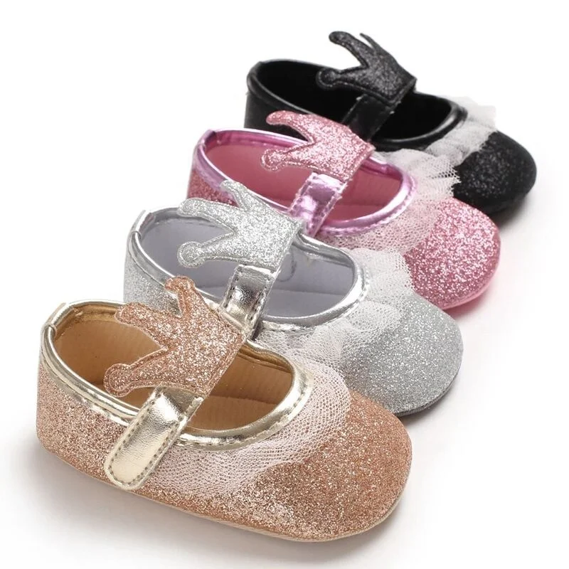 Блестящая Весенняя корона для девочек, нескользящая детская блестящая обувь для маленьких детей