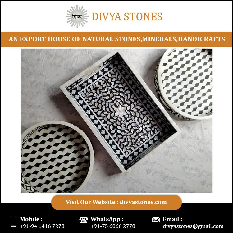 
Serving tray With Handle Mother of inlay Tray at Wholesale Price 