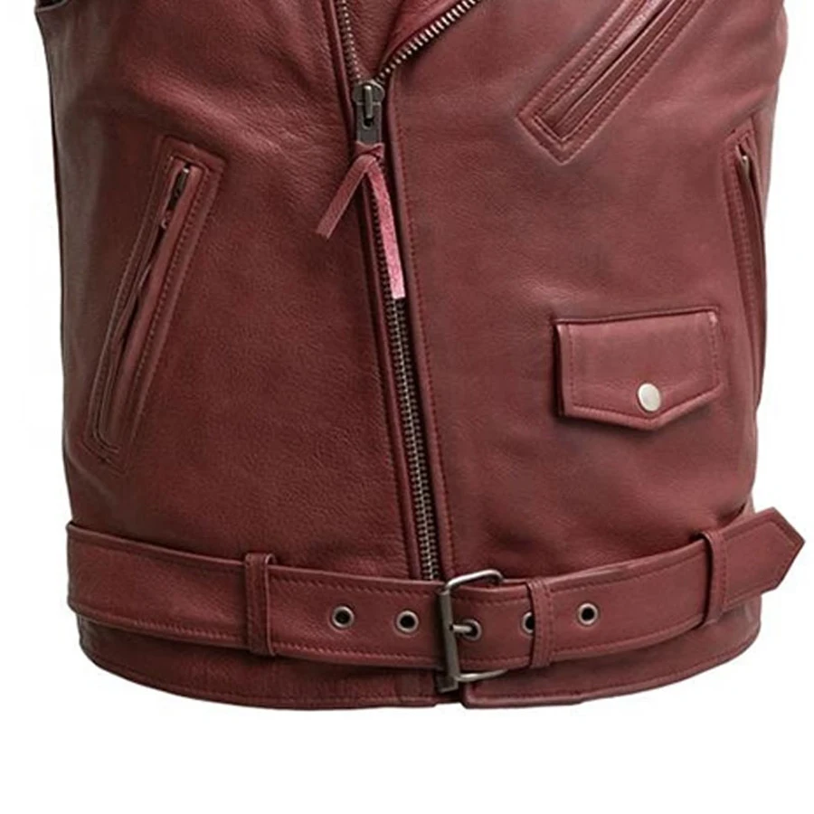 Sleeveless Vintage Leather Vest Custom Color Top Quality Custom Logo Leather Vest For Men  Boys