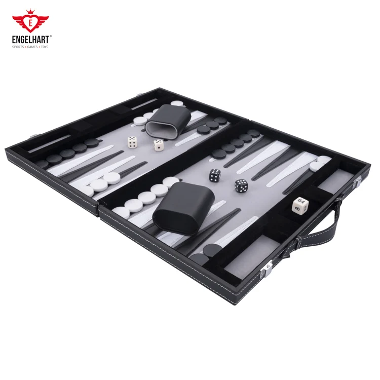 Longfield Games backgammon 11 inch set with wooden frame black, white and grey Educational toys for kids EU supplier Wholesale