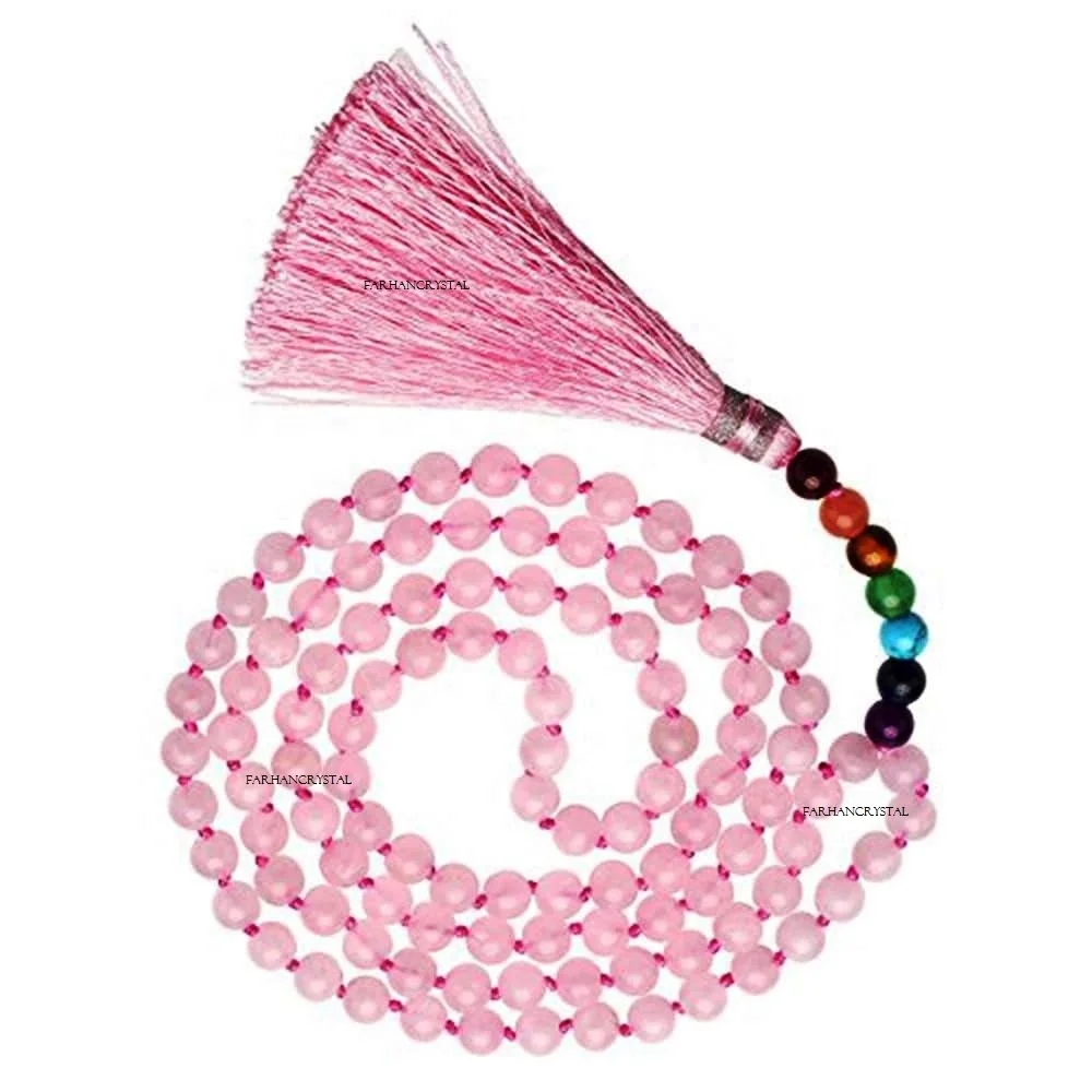 ROSE QUARTZ  108  jap mala PINK QUARTZ /GEMSTONE crystal mala /loose gemstone mala for healing/chakra/beads for jewelry reiki