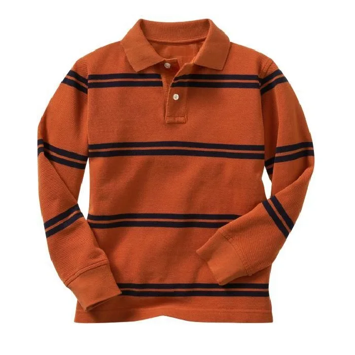 Striped long sleeve polo t-shirts for men High quality casual wear man polo collar t shirt custom design pattern private label