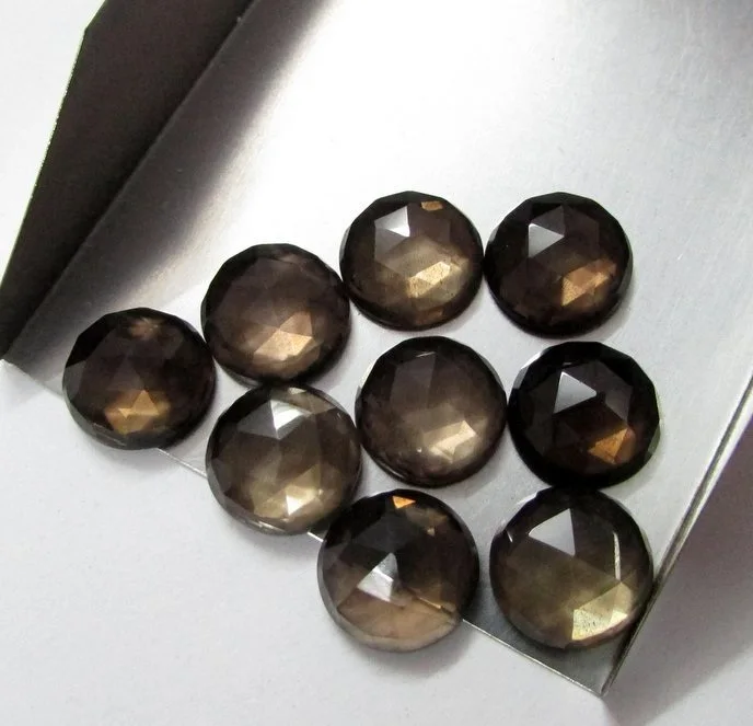 Незакрепленные серьги из стерлингового серебра 19x19 мм с дымчатым кварцем и круглой розой