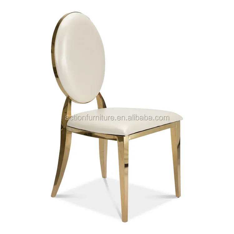 Cheap modern luxury royal large round dining room furniture stainless steel dining table and chairs set design