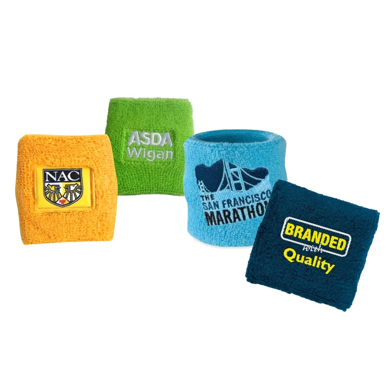 Custom logo sports embroidered sweatbands sweat terry wristband