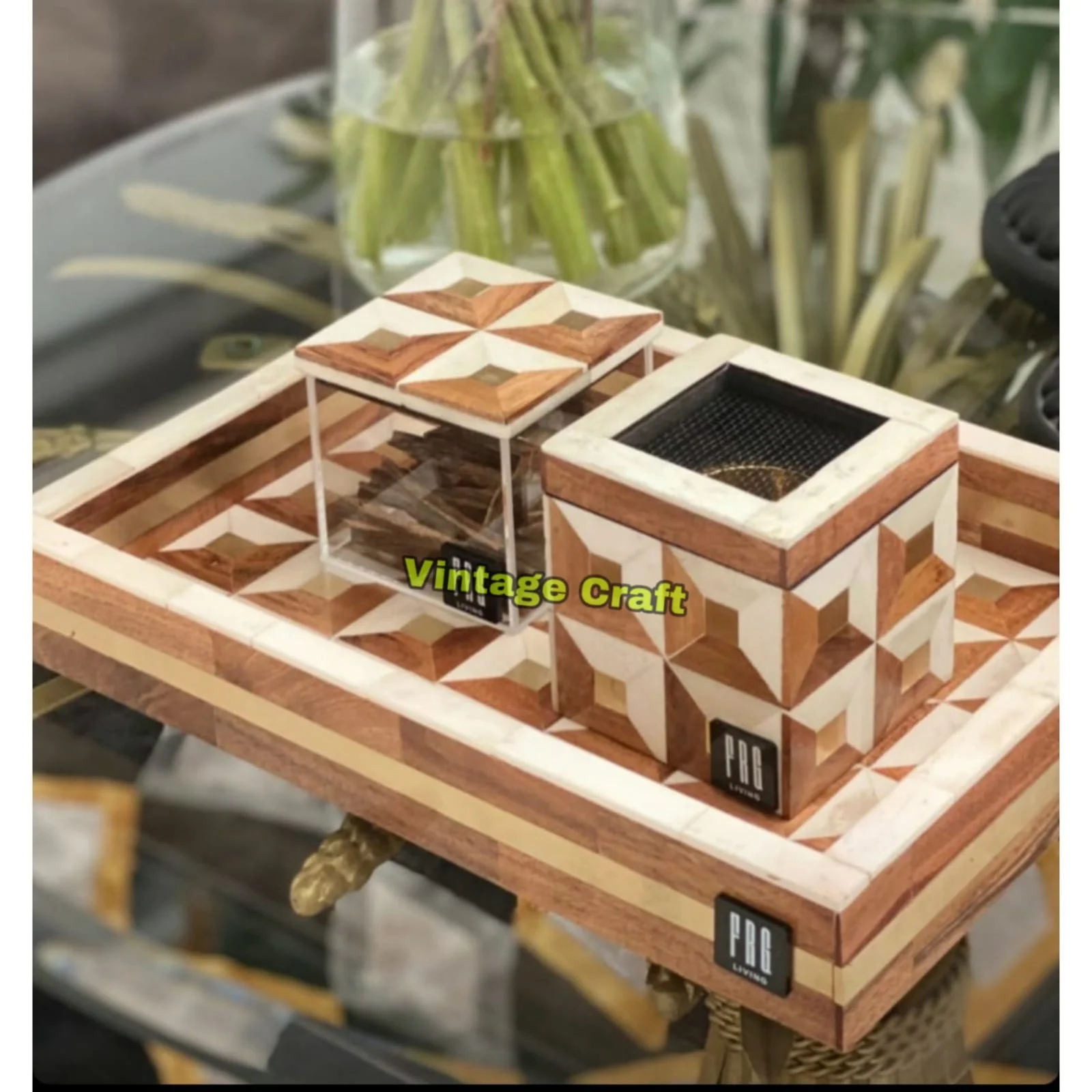 MOTHER OF PEARL INLAY WOOD CRAFT SERVING TRAYS MOTHER OF PEARL INLAY TEA PLATES GIFT FOR RAMADAN OR EID