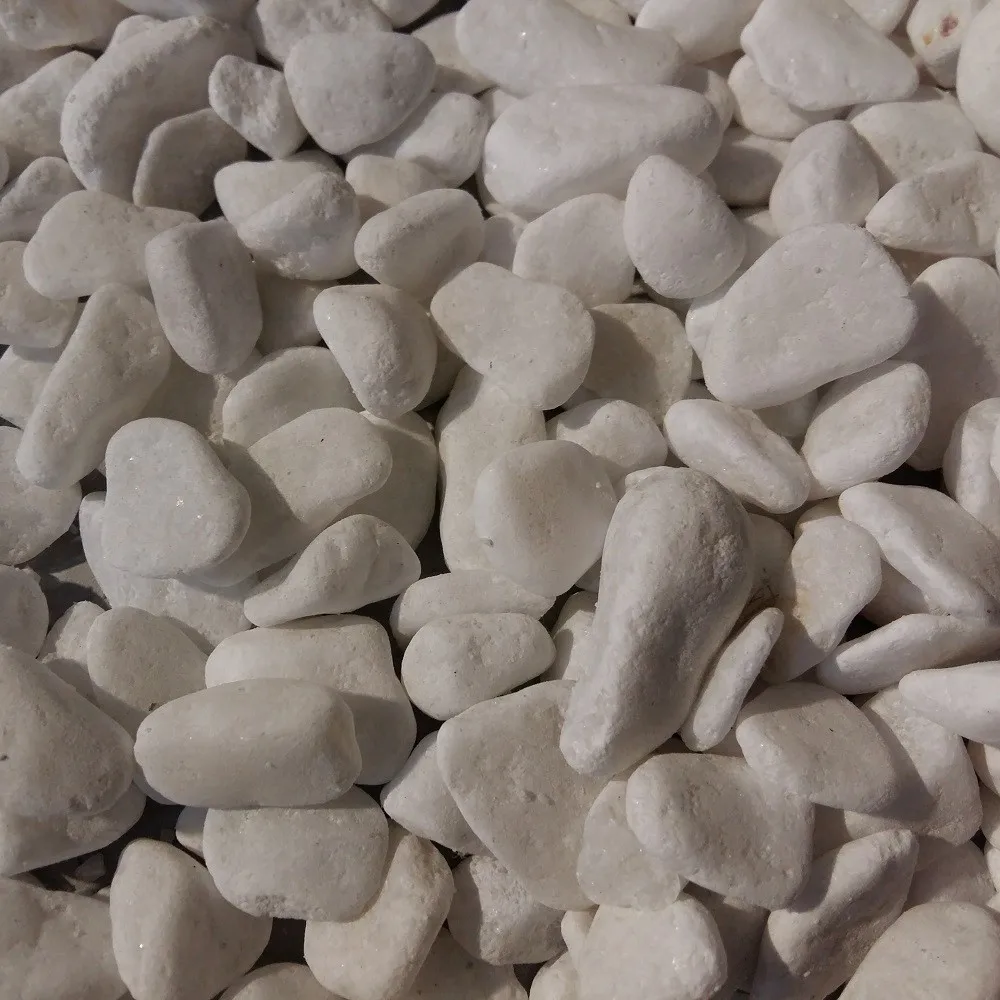 Pure white tumbled Snow white pebble stone small size
