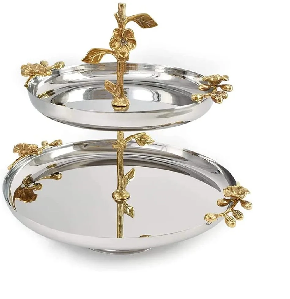 Stainless Steel Plate With Etched Decorative Design Serving Tray Platter For Thanksgiving,Christmas, Holidays,Weddings, Parties9