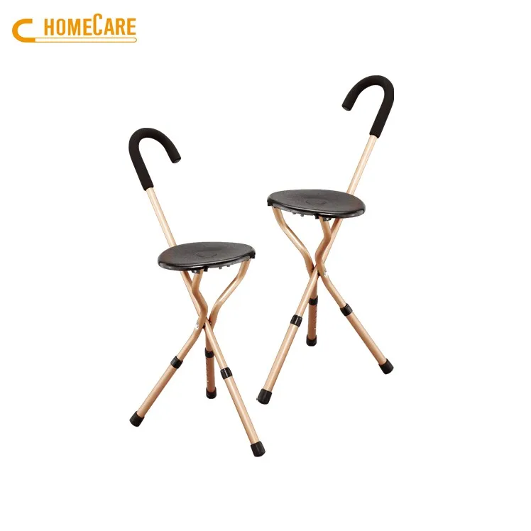 Customized folding tri-leg walking cane stick chair