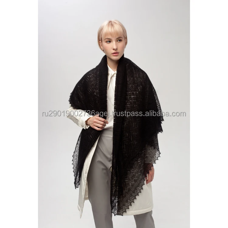 Great quality knit shawls for ladies for winter made of top grade goat down reliable supplier woolen shawls
