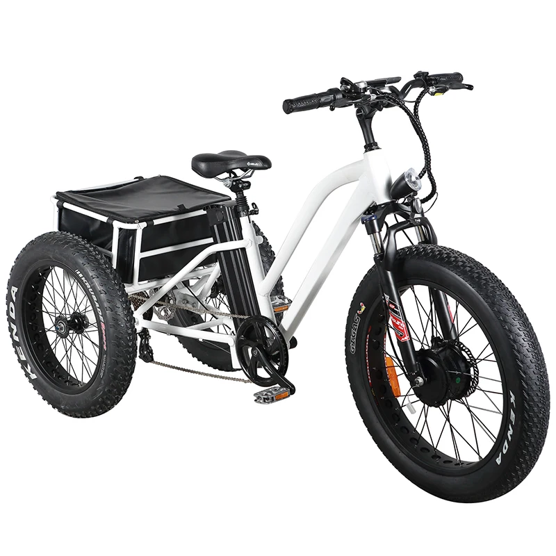 Fat tires 3 Wheel electric tricycle Trike Pedal Bike with 7-speed Derailleur