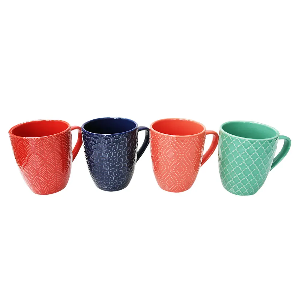 16oz, Unique Ceramic Coffee Mug With Carved Design