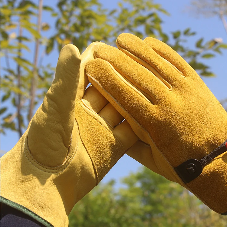 Wholesale high quality anti slip Hand safety Grain Cowhide labour  Leather General Purpose Safety Working Gloves