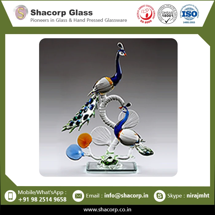 High Quality Playing Dear Animal Glass Statue Figurines From India