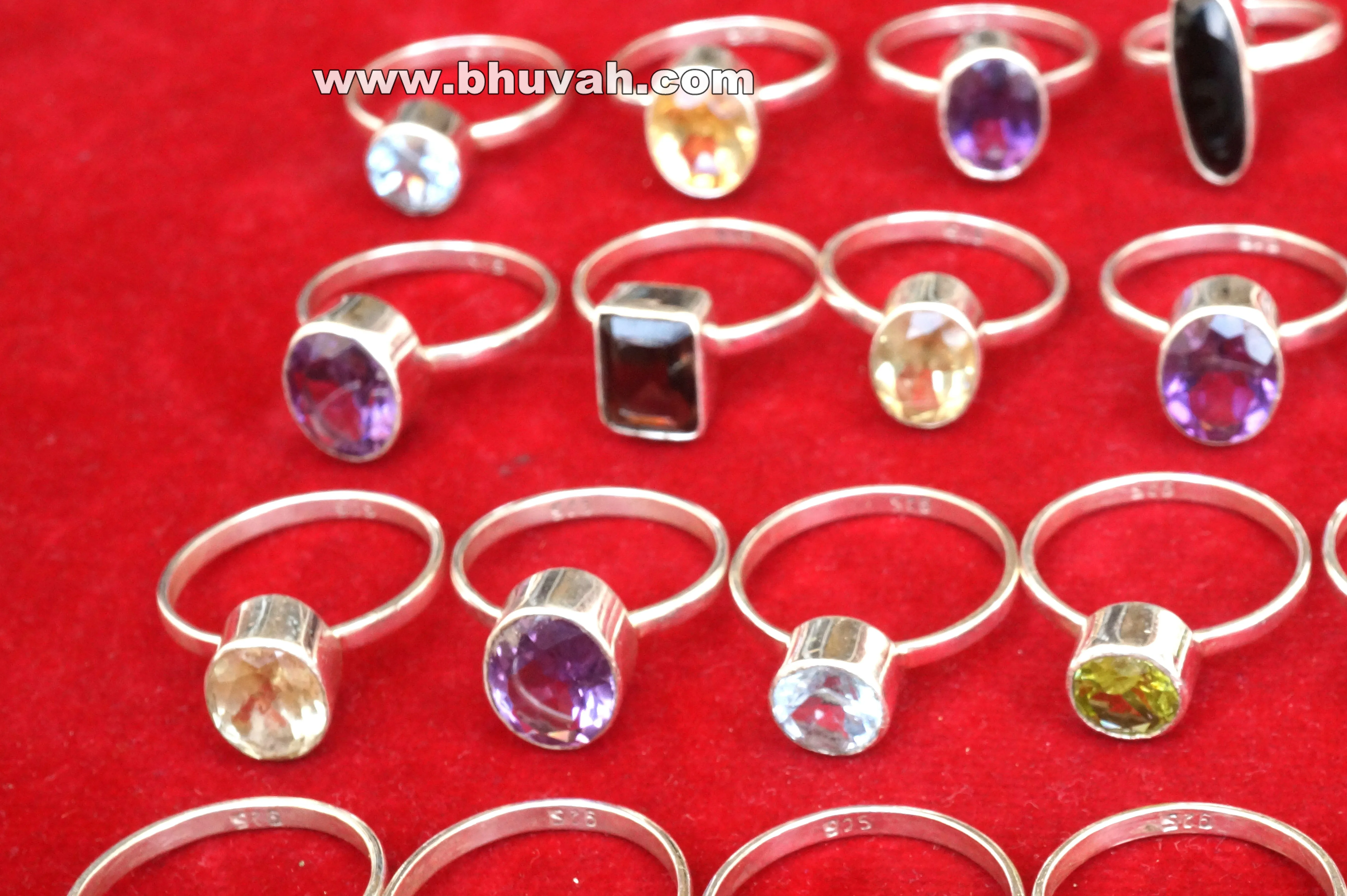 Natural Faceted Mix Gemstone Wholesale Lot 50 Pcs 925 Silver Pretty Ring