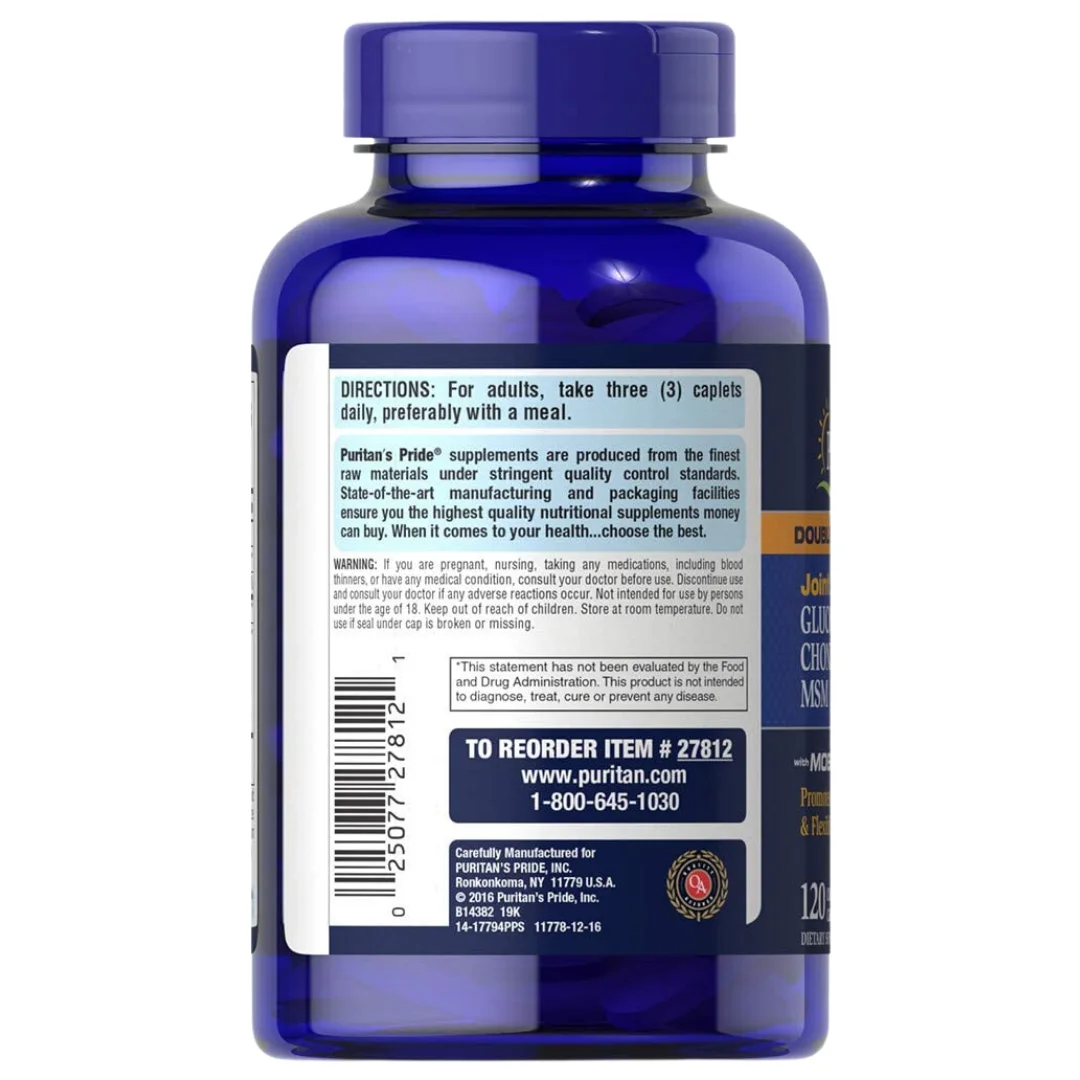 Wholesale Puritans Pride Double Strength Glucosamine, Chondroitin & MSM Joint Soother 120 Caplets USA Distributor