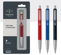 Ballpens Parker vector standard chrome trim ballpoint pens Black/Blue/Red barrel luxury sleek design parker pens