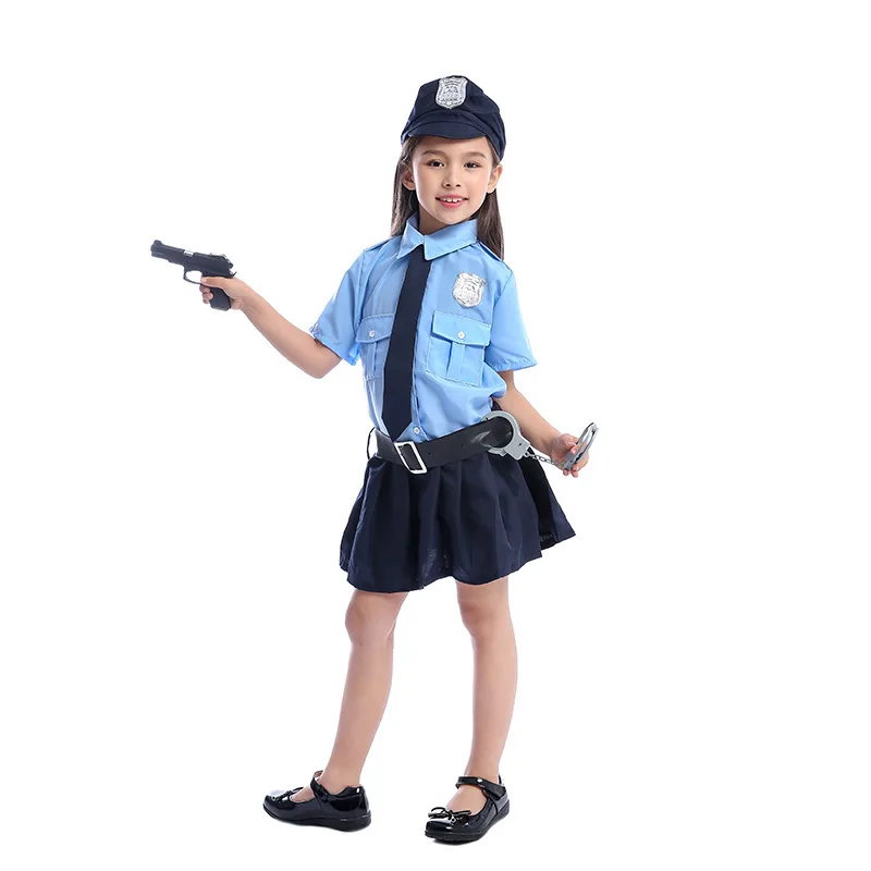 Cute Little Officer Uniform Game Children Girl Cosplay Police Costume Kids Halloween