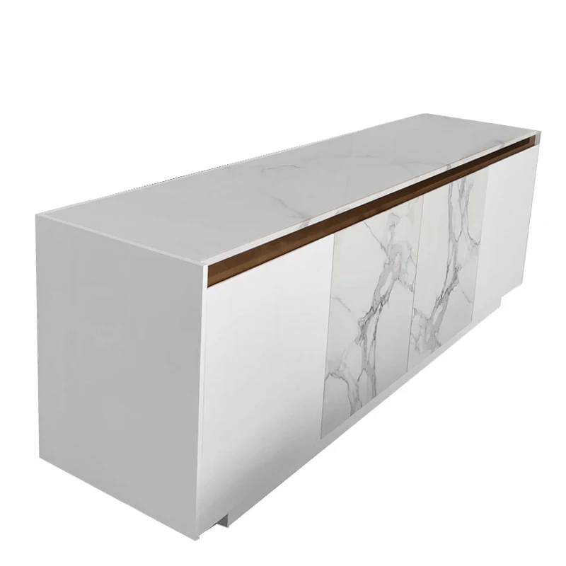 Роскошный современный мраморный деревянный буфетный шкаф и буфетные столы белые боковые панели с ножками из нержавеющей стали