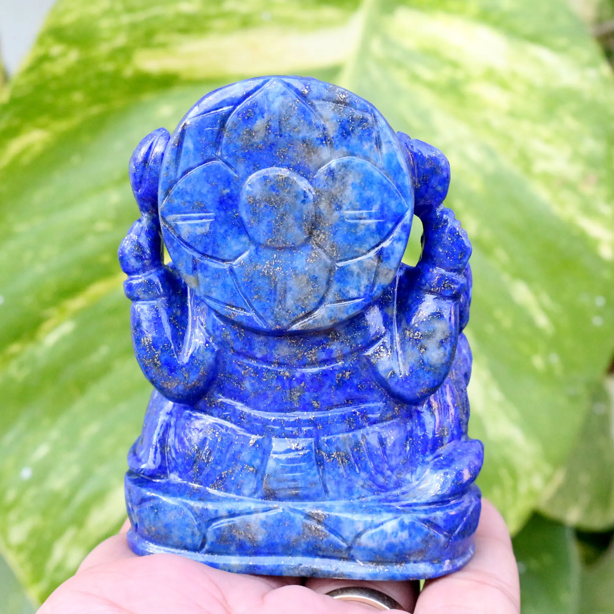 Lapis Lazuli Ganesha Hindu god Figurine Elephant god Hand Carving Semi Precious Gemstone Figure