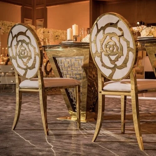 Hotel Hall Rose Pattern Laser Back Wedding Chair Customized Cross Leg Stainless Steel Velvet Banquet Chair
