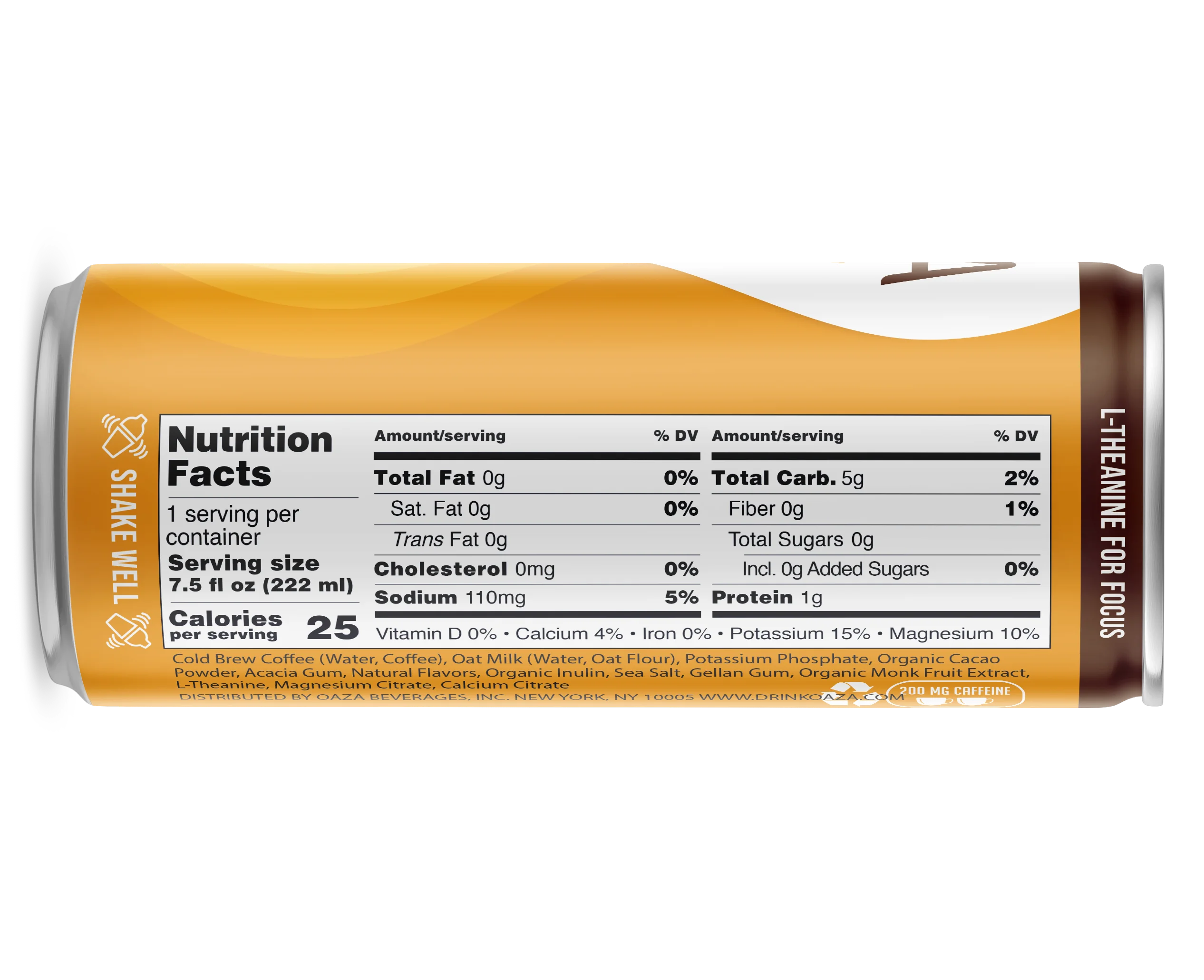 OAZA High Performance Cold Brew Hydrate Your Coffee Ready to Drink (Oat) 8 Fl Oz Pack of 12