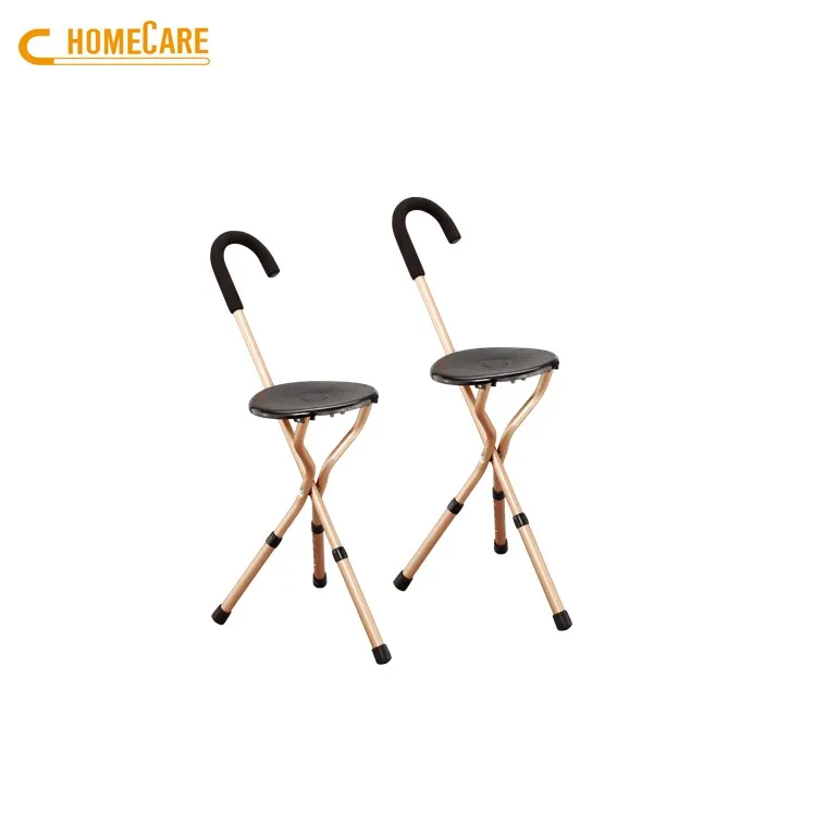 Customized folding tri-leg walking cane stick chair