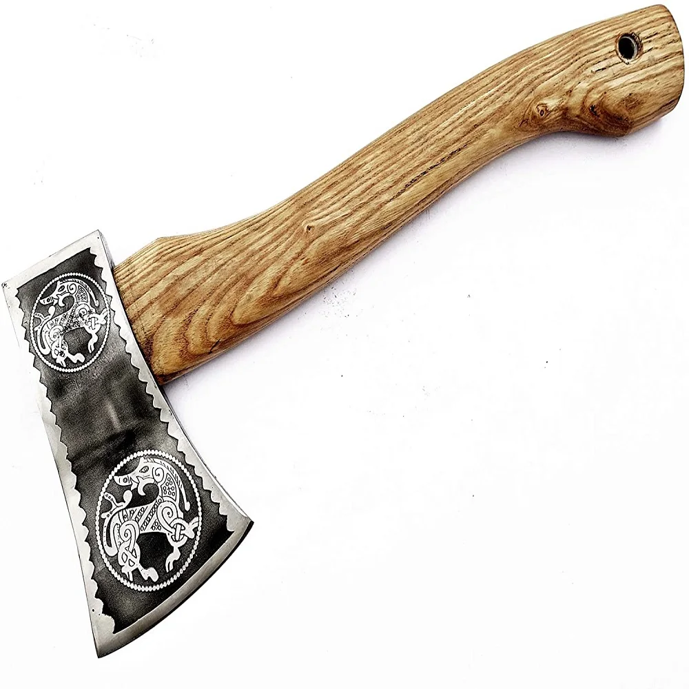 Топор Ручной работы из дамасской стали в стиле викингов топор для кемпинга высококачественный Тактический с кожаным чехлом AX-28