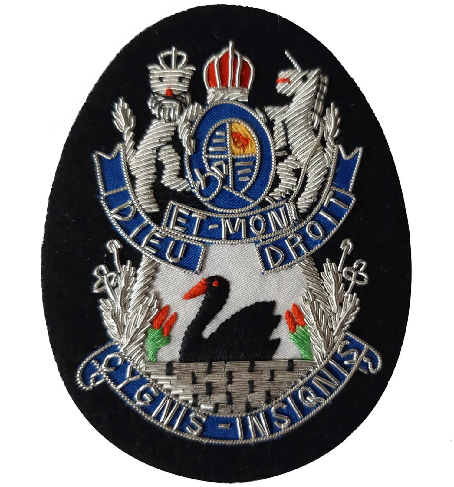 Customized Western Australian Hat Badge Hand Embroidered Gold Wire Blazer cloth Badge for hats family crest