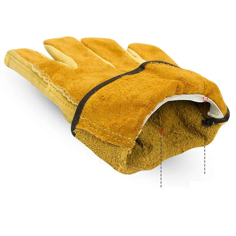 Split Leather and Strip Cotton Work Gloves For Hard Work Leather Working Gloves High Quality Hand Protective Gloves