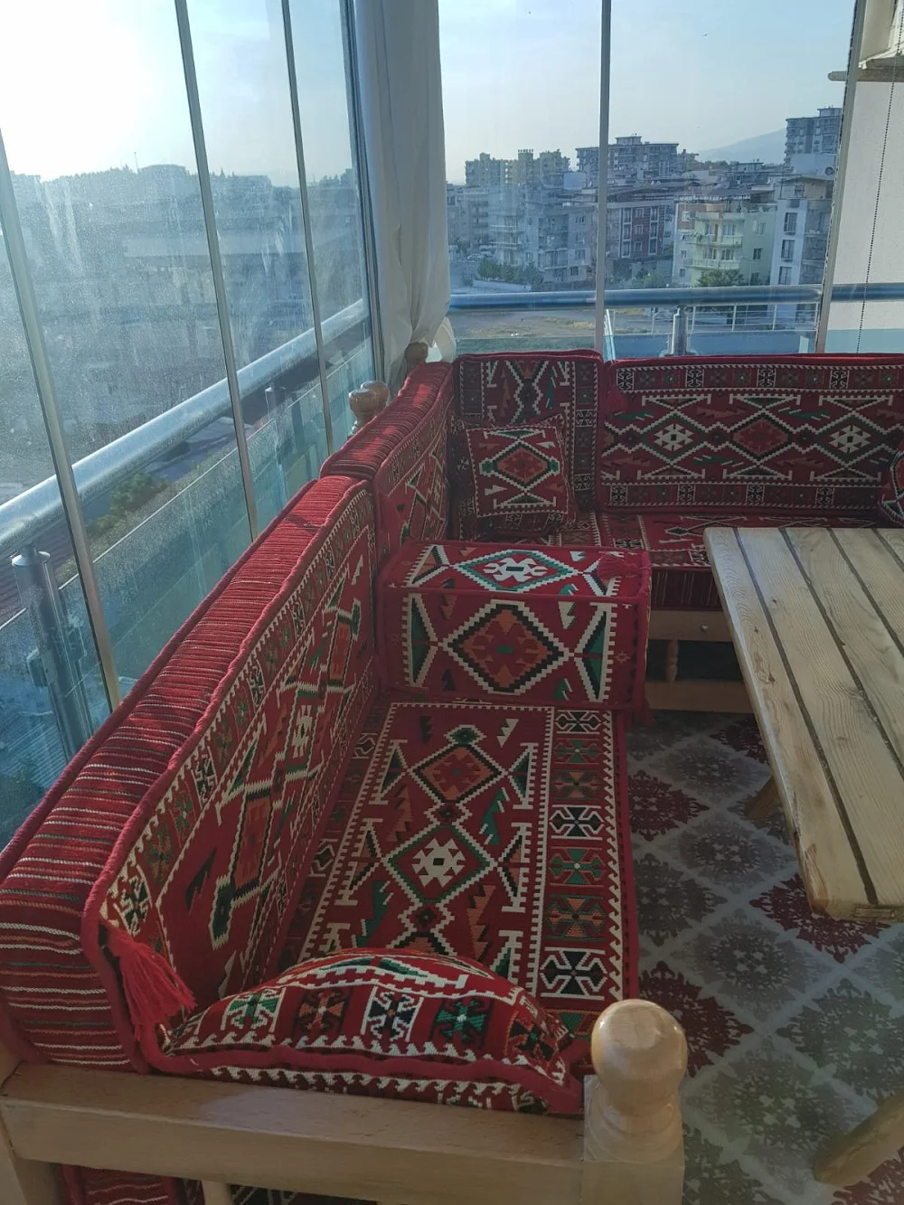 Outdoor Corner Sofa Set Outdoor Wood Sofa  Corner Set  Ottoman Style Oriental Corner Sofa Set + 32 Dances Sponge Cushion Pillows