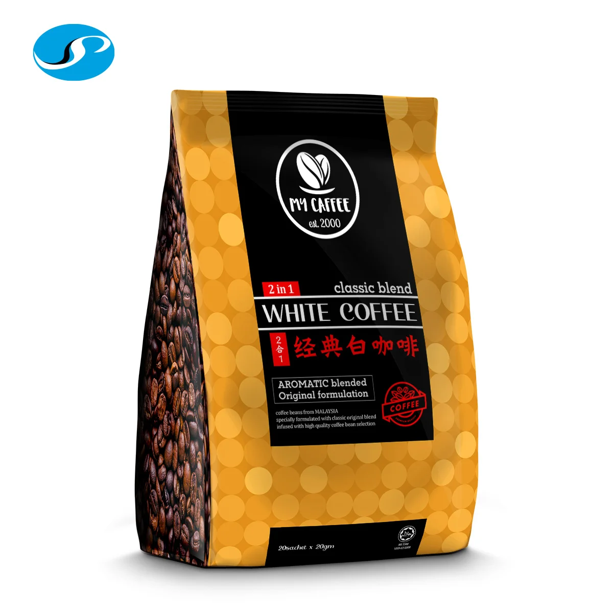 
 Классическая смесь белого кофе с арабикой и робуста My Caffee 2 в 1, кофейные зерна от производителя OEM ODM OFM, Малайзия  