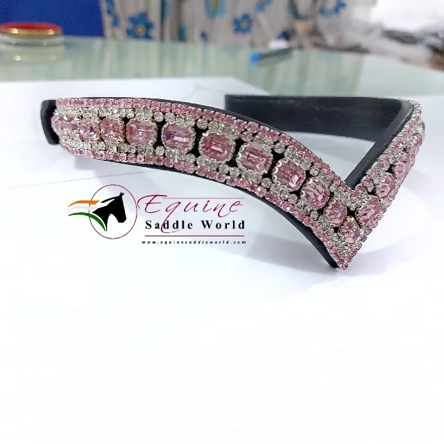 Дизайнерская V-образная лента для конного лошади роскошный наездник с розовым кристаллом и застежкой-кнопкой.