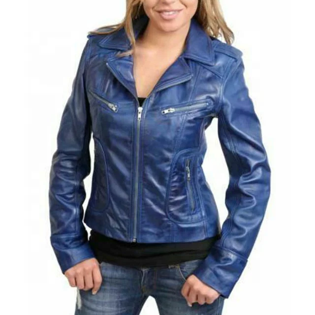 
Biker Beautiful White Leather Jacket for Women 