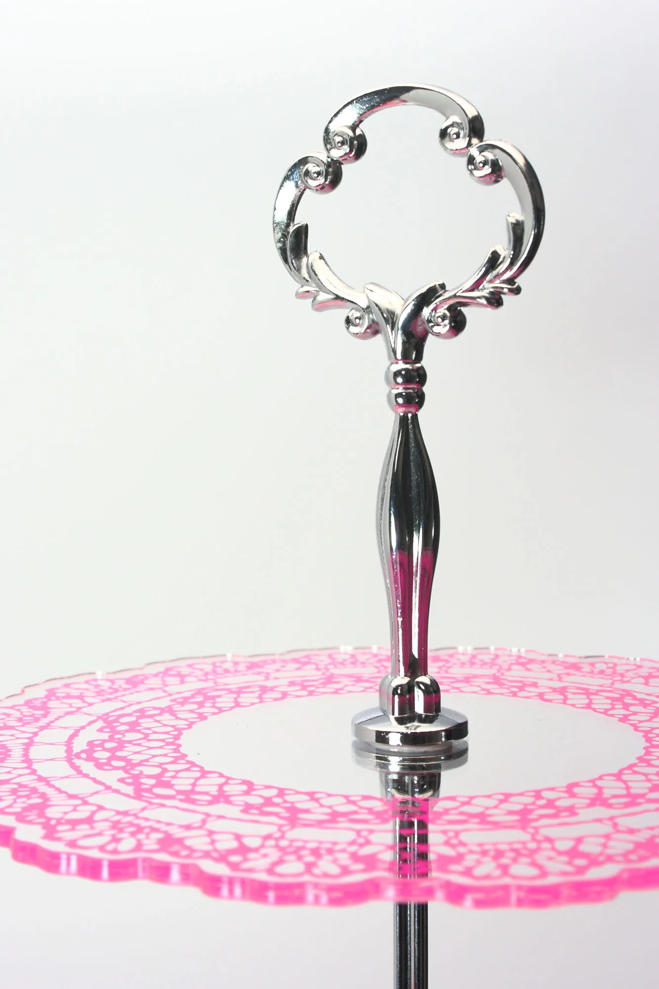 3-Tier Acrylic cup cake stand with silver handle