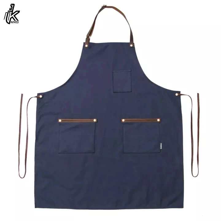 Front Pocket Customized Tool Pocket Apron Uniform Canvas Flower Shop Hair Salon Apron Restaurant Bar Apron Leather Straps