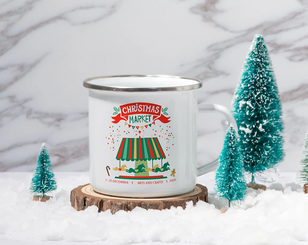 2021 Top Selling Christmas Mug Custom Design Enamel Mug Best Mug For Sublimation