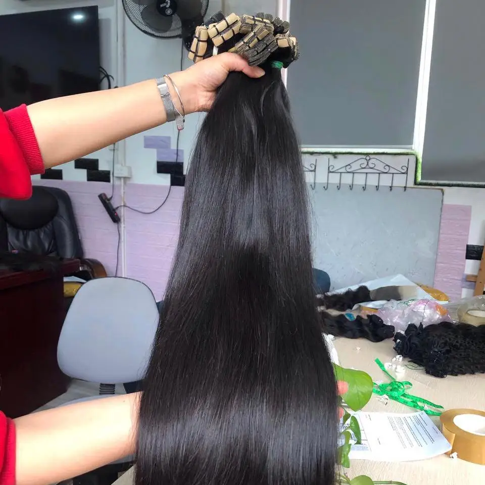 Вьетнамское наращивание волос с выравненной кутикулой супер двойное натяжение лучшее качество текстура коричневого плетения